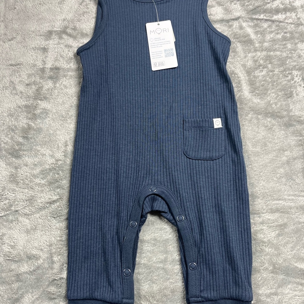 Blue Ribbed Kids One Piece